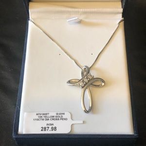 Cross white gold over sterling silver diamond pave 925 silver chain